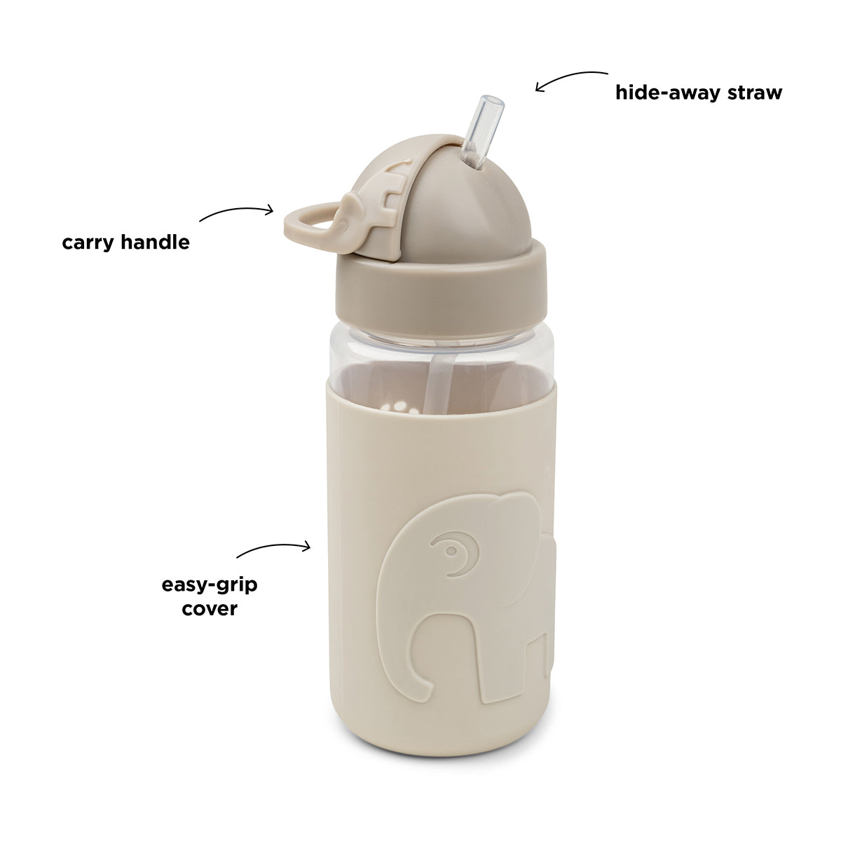 Easy-grip Trinkflasche mit Strohhalm - Elphee - Sand - 350 ml