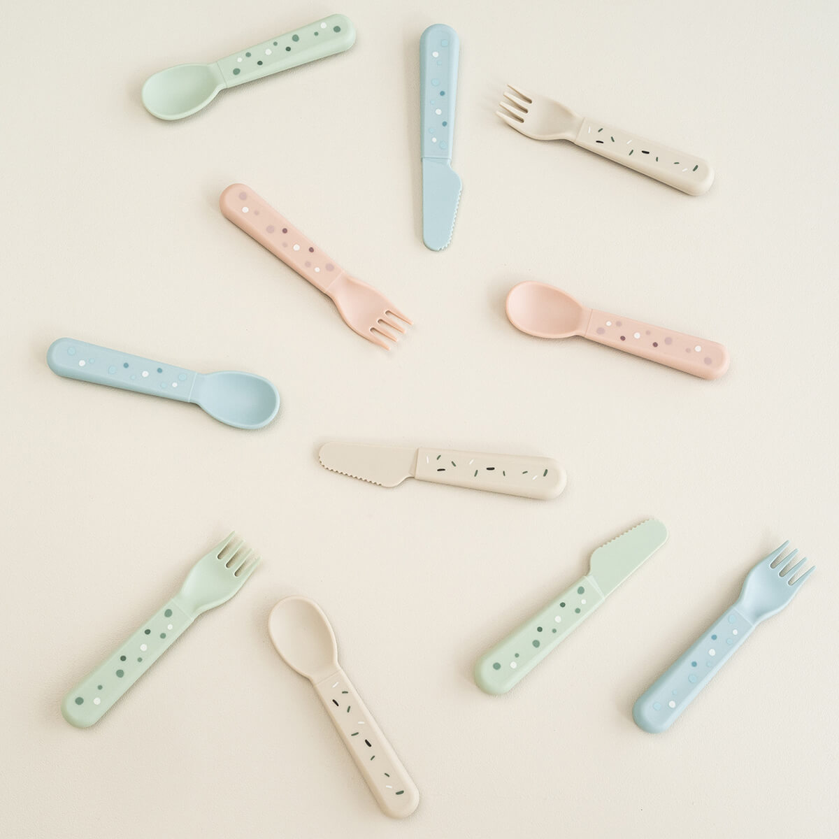 Foodie Kinderbesteck-Set - Confetti - Sand