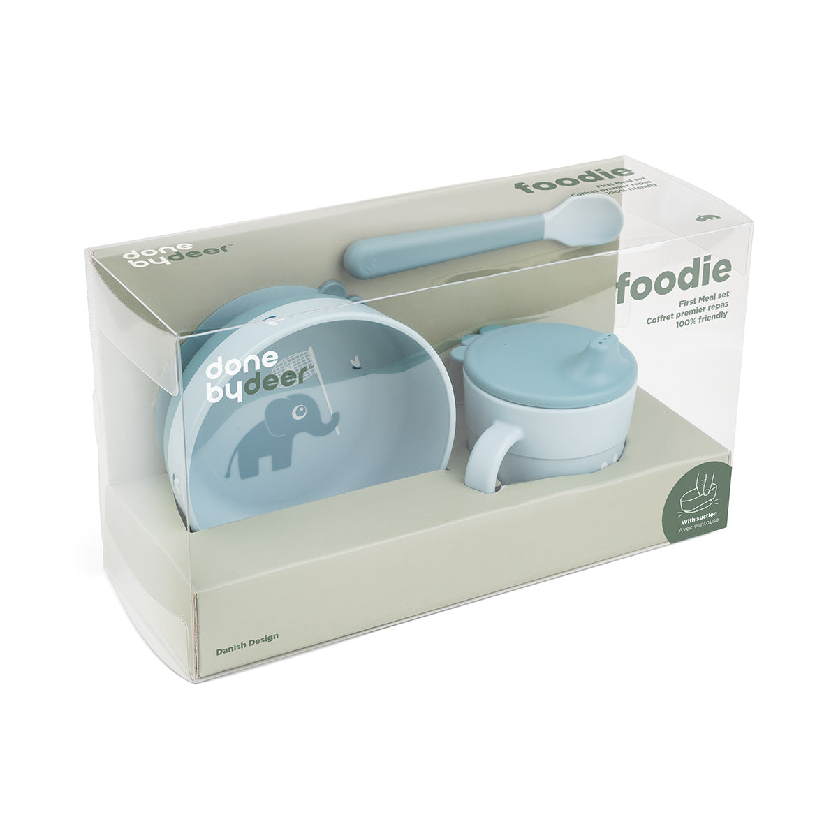 Foodie first meal Geschirr-Set m. Saugfuß - Elphee - Blau
