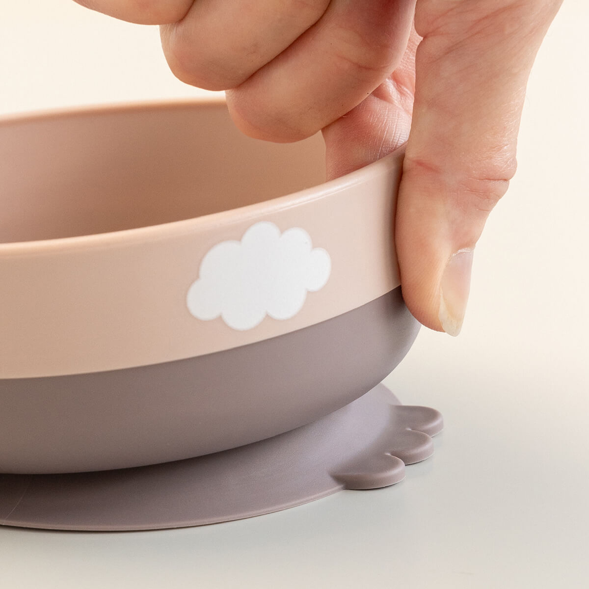 Foodie first meal Geschirr-Set m. Saugfuß - Happy clouds - Rosa