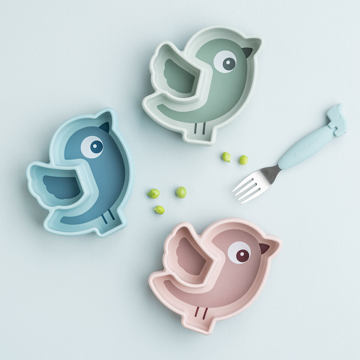 Silikone Stick&Stay snacktallerken - Birdee - Pudder