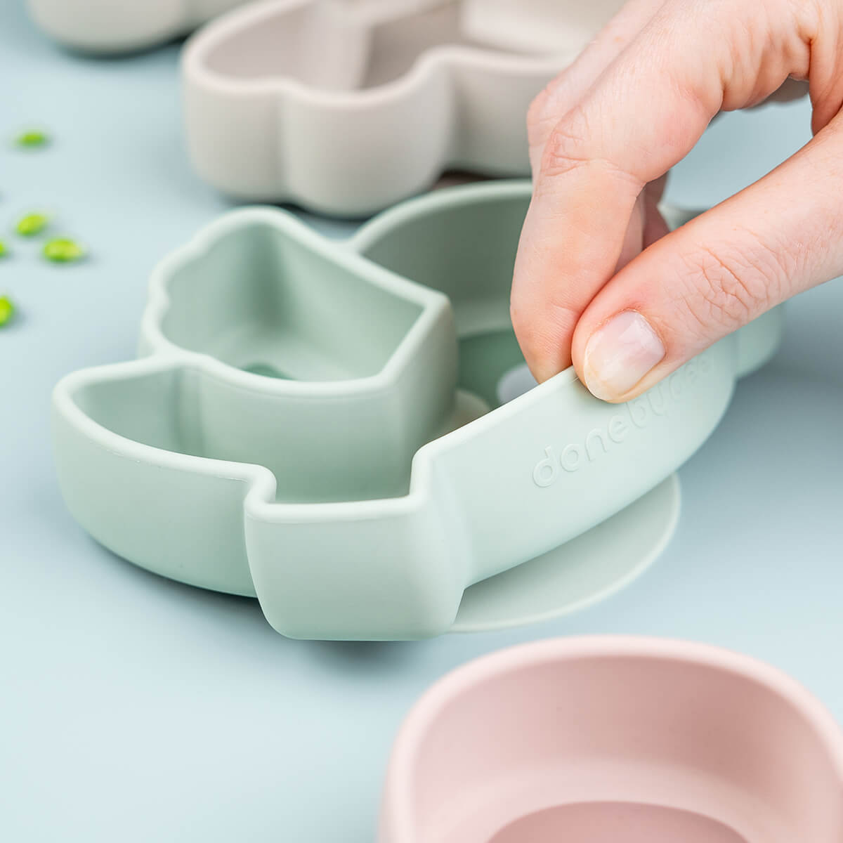 Silikone Stick&Stay snacktallerken - Birdee - Pudder