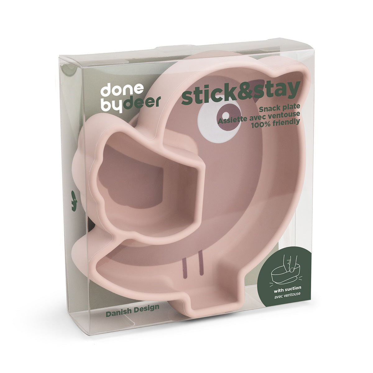 Silikone Stick&Stay snacktallerken - Birdee - Pudder