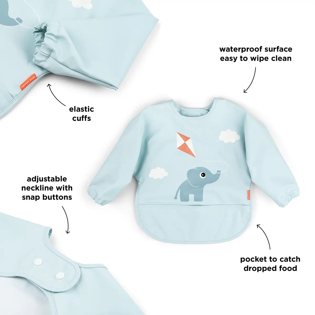 Sleeved pocket bib - Playground - Blue