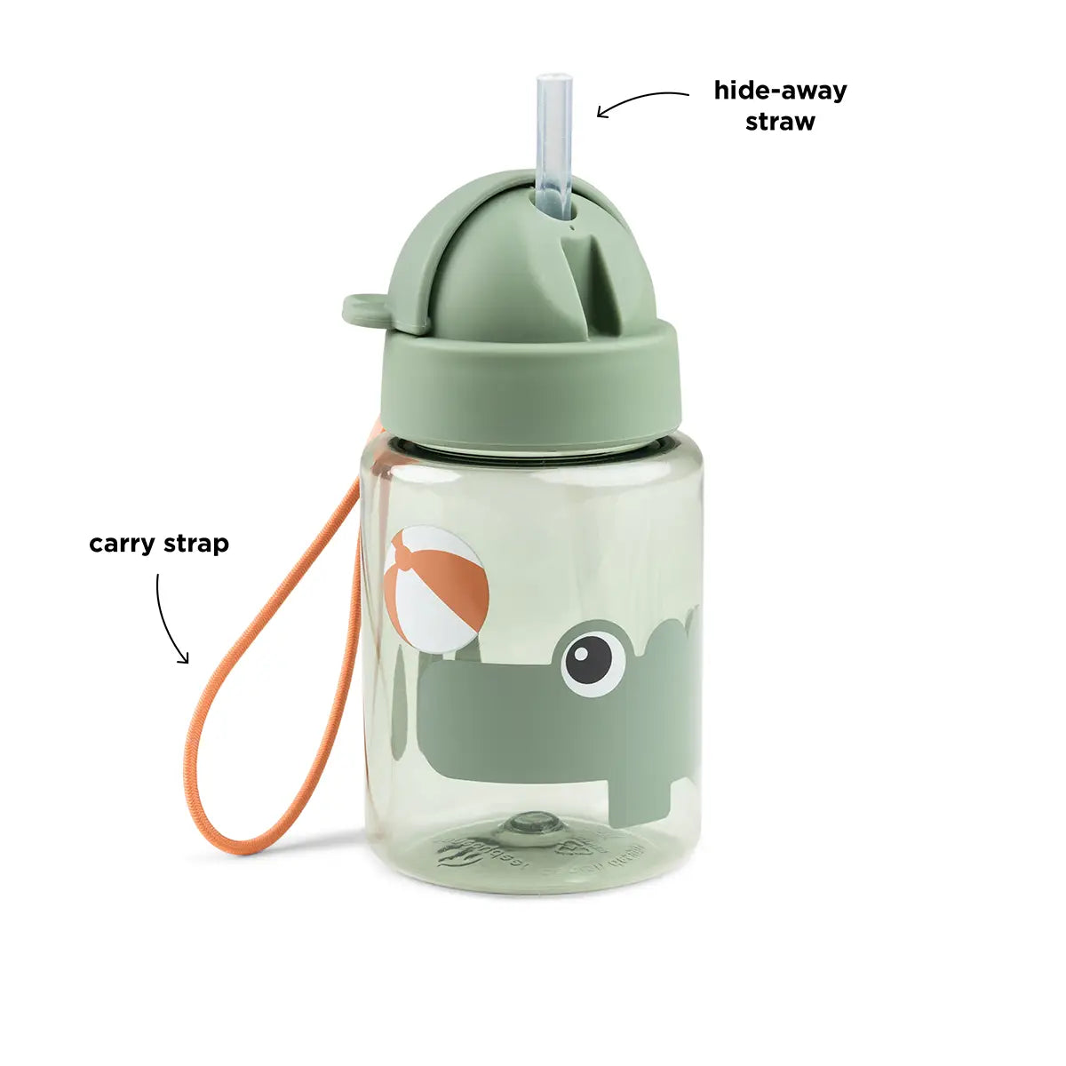 Botella con Pajita - Playground - Verde - 280 ml