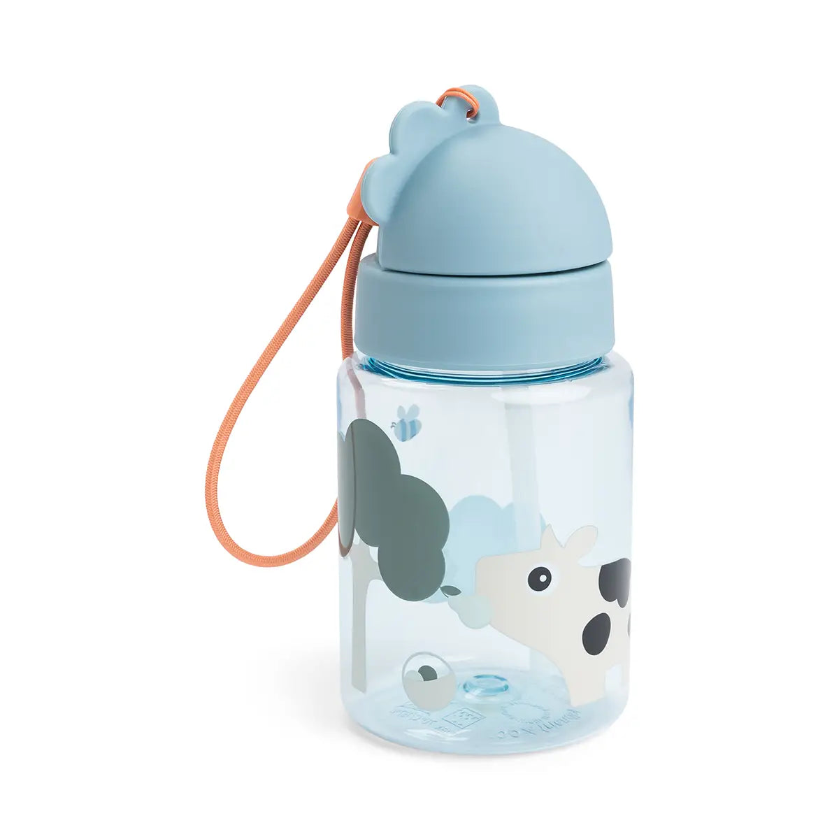 Drikkedunk m/sugerør - Tiny farm - Blå - 280 ml