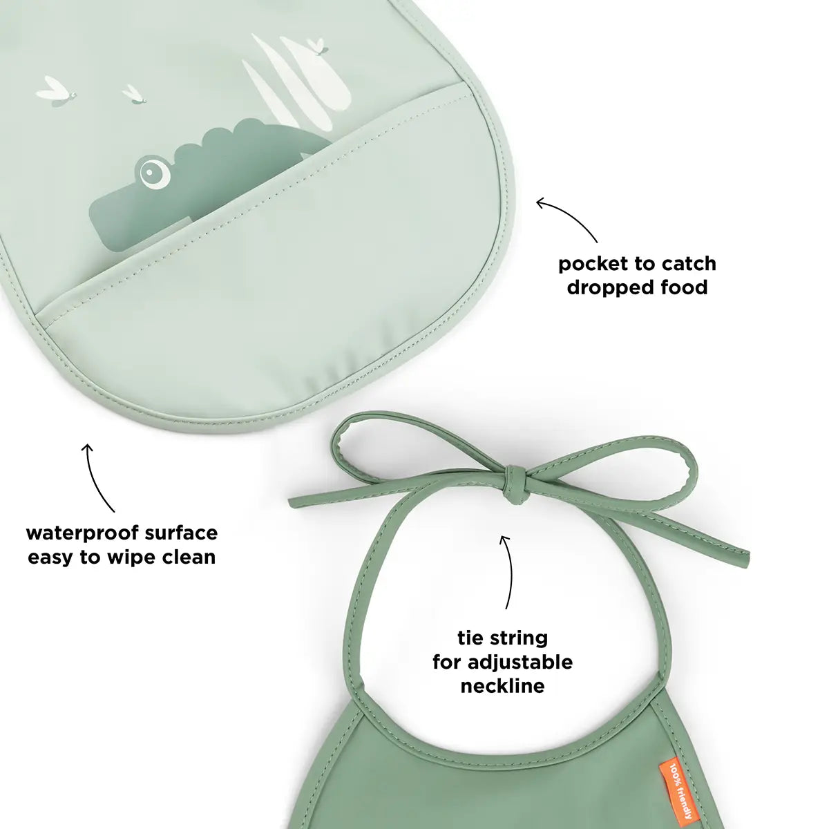 Tiny pocket bib 2-pack - Croco - Green