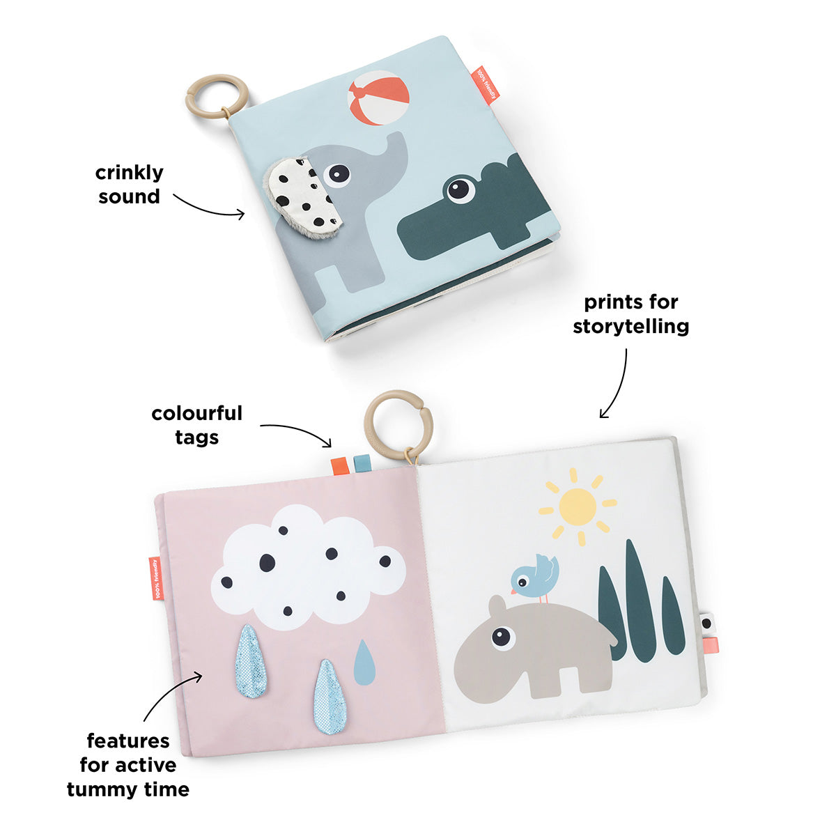 Tummy time Stoffbuch - Deer friends - Farbmix