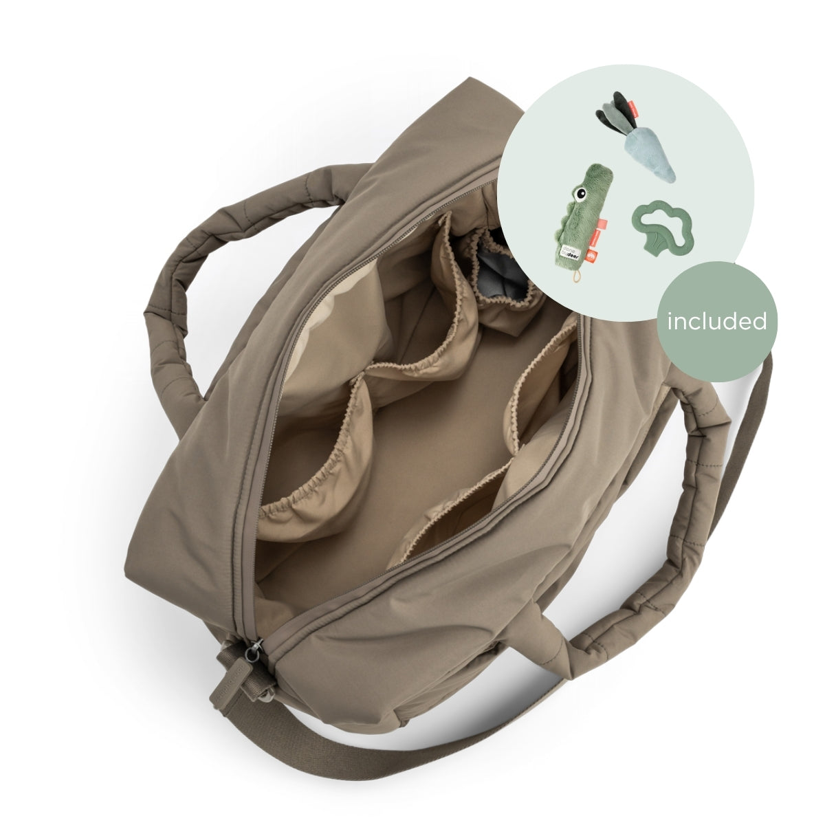 Quiltet pusletaske – Taupe