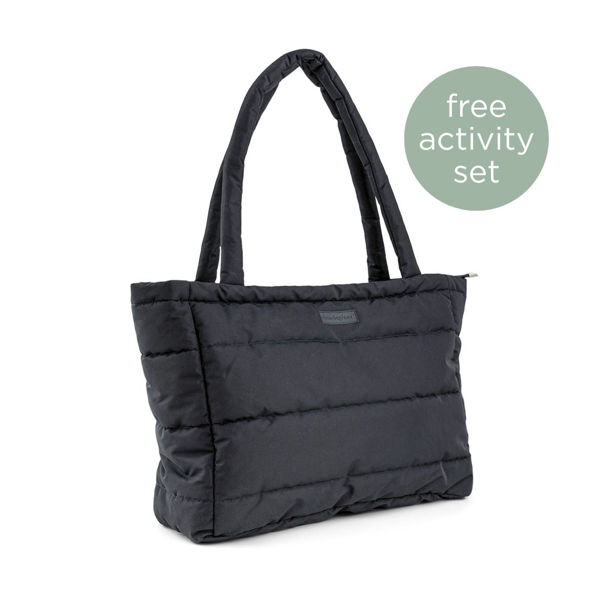 Quiltet pusle tote bag - Sort