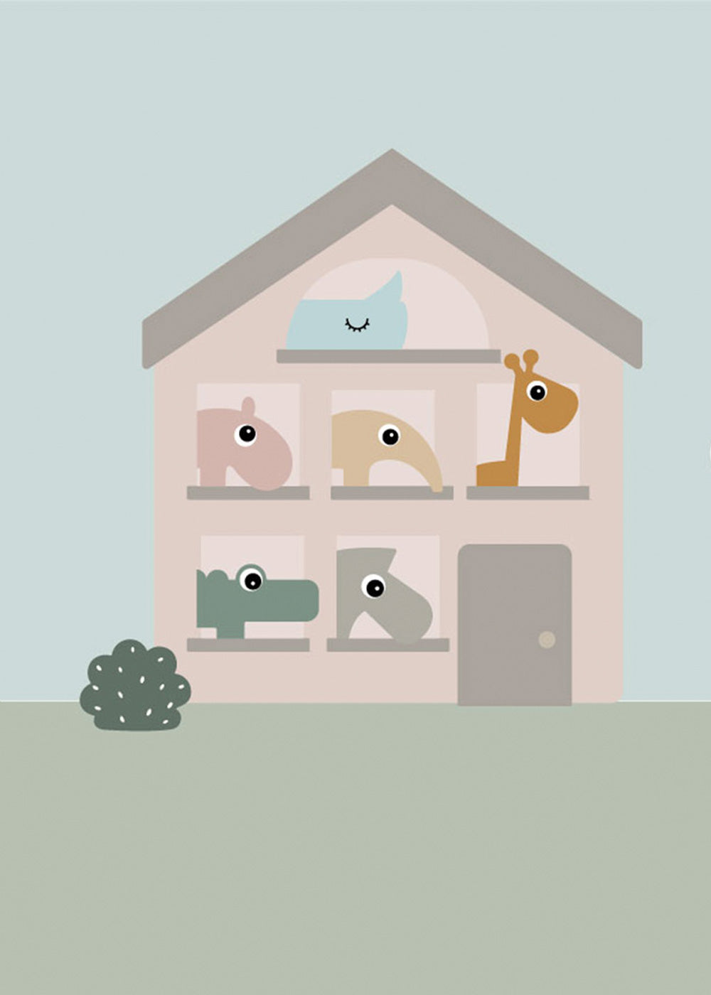 House with the Deer friends looking out the windows