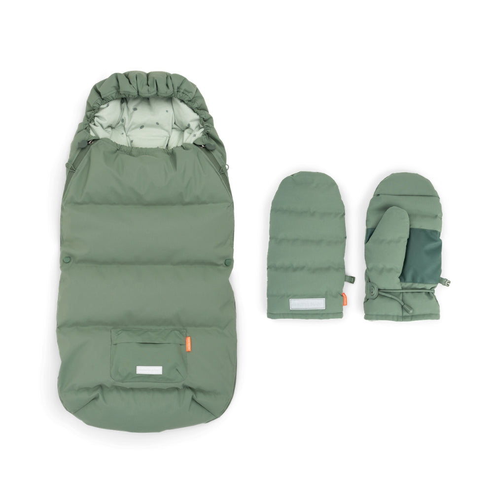 ensemble d’hiver - chancelière & moufles de poussette - vert