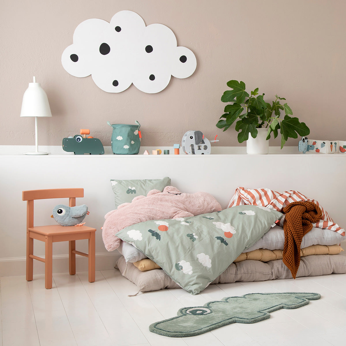 Bettwäsche Baby - Happy clouds - Grün
