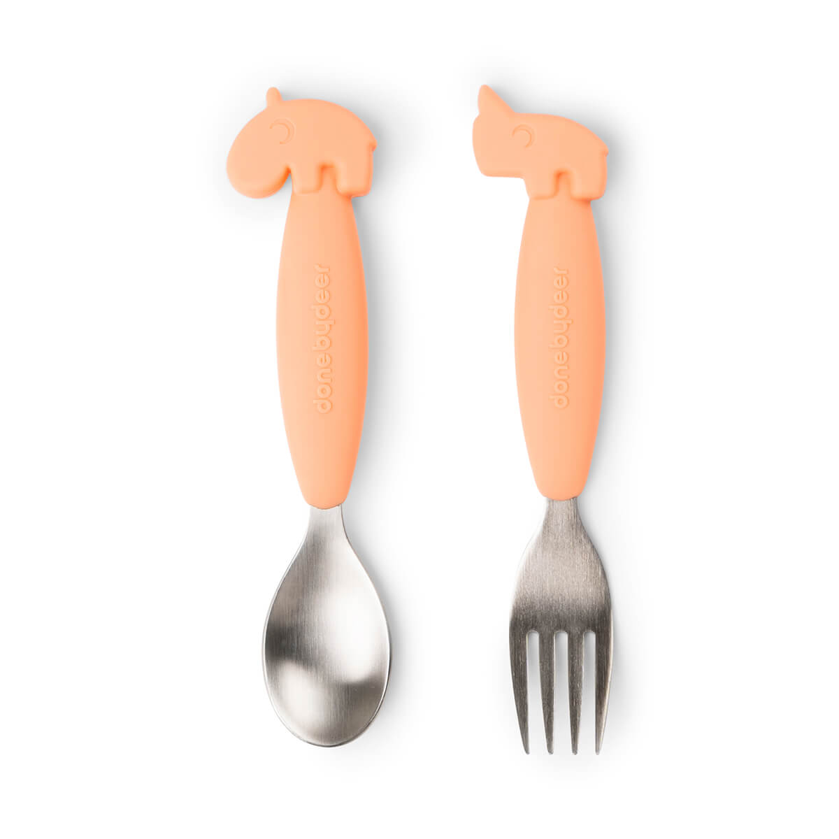 Easy-grip ske og gaffel sæt - Deer friends - Koral