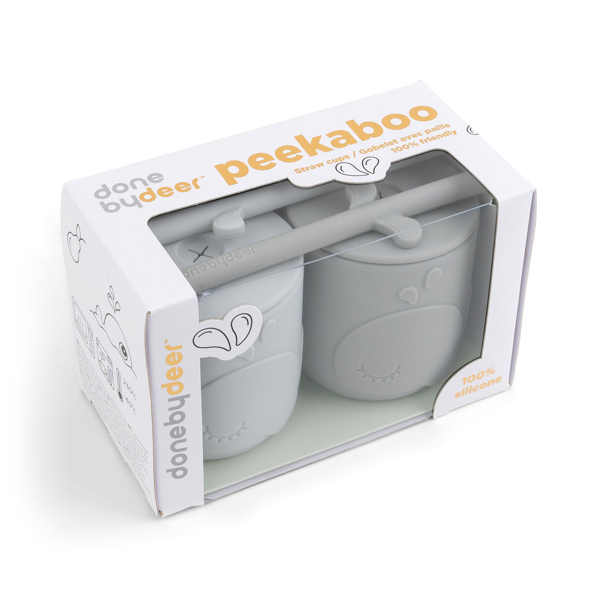 Peekaboo straw cup 2-pack - Wally - Grey - Packaging