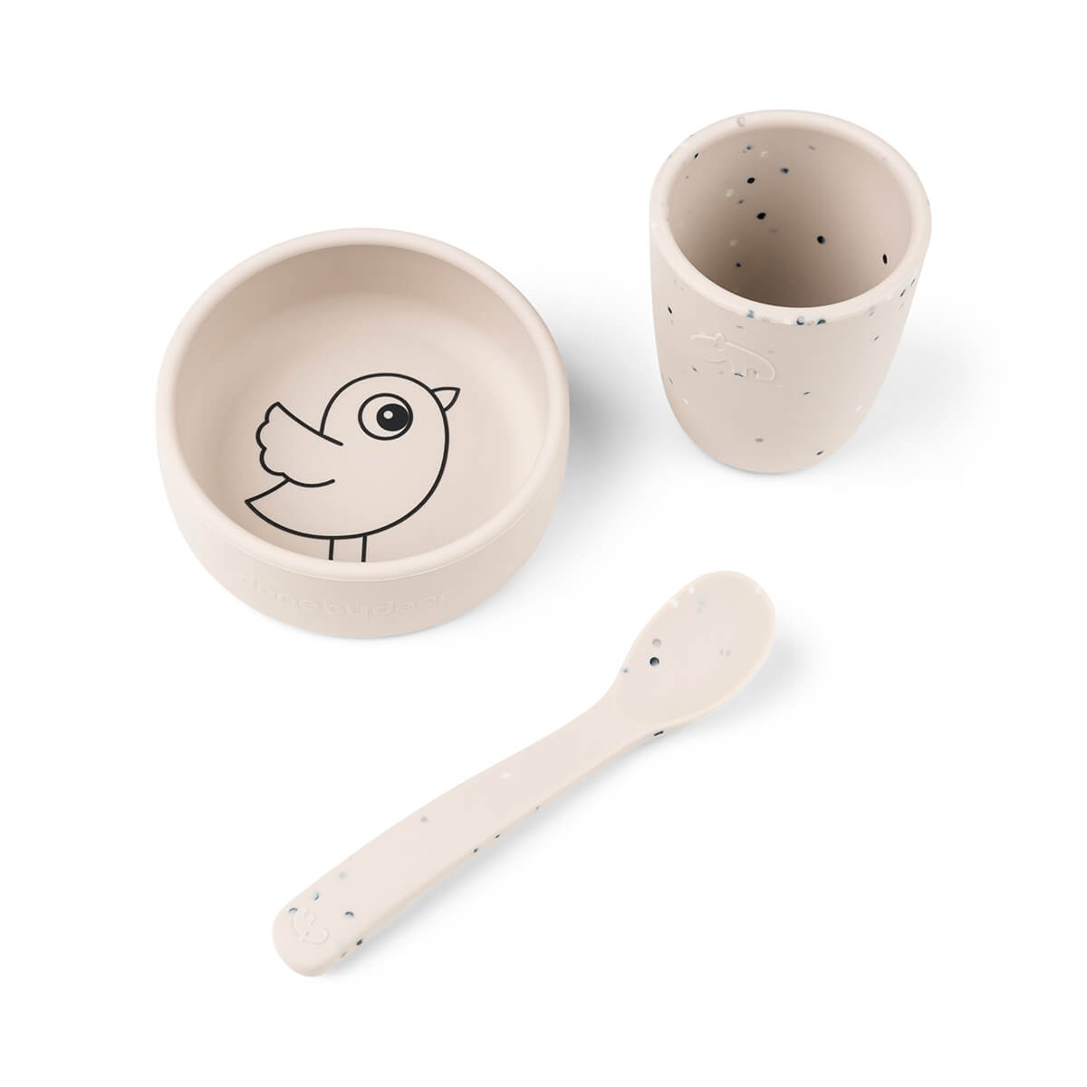 Silikon First meal Geschirr-Set - Birdee - Sand