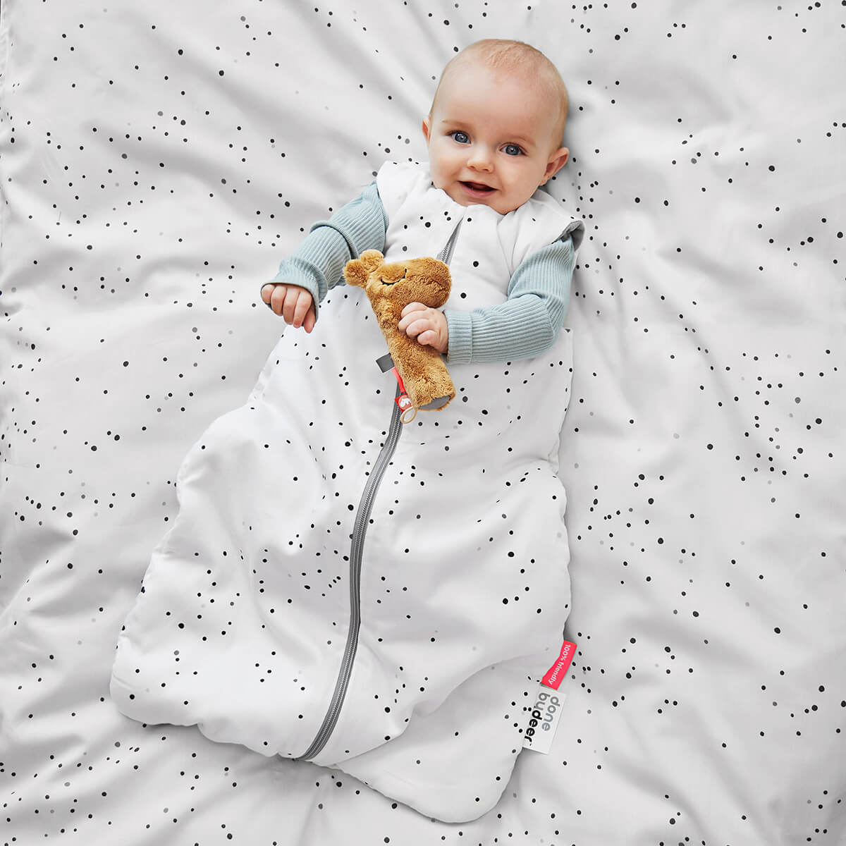 Sovepose 70 cm - Dreamy dots - Blå