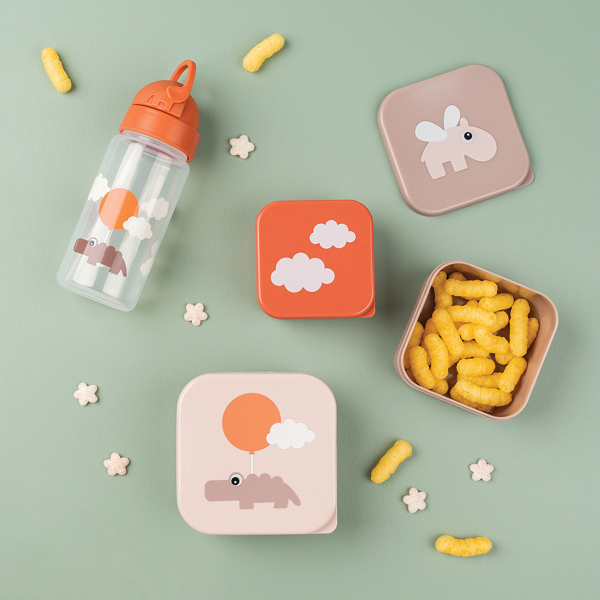 Snack boks sæt 3 stk. - Happy clouds - Pudder
