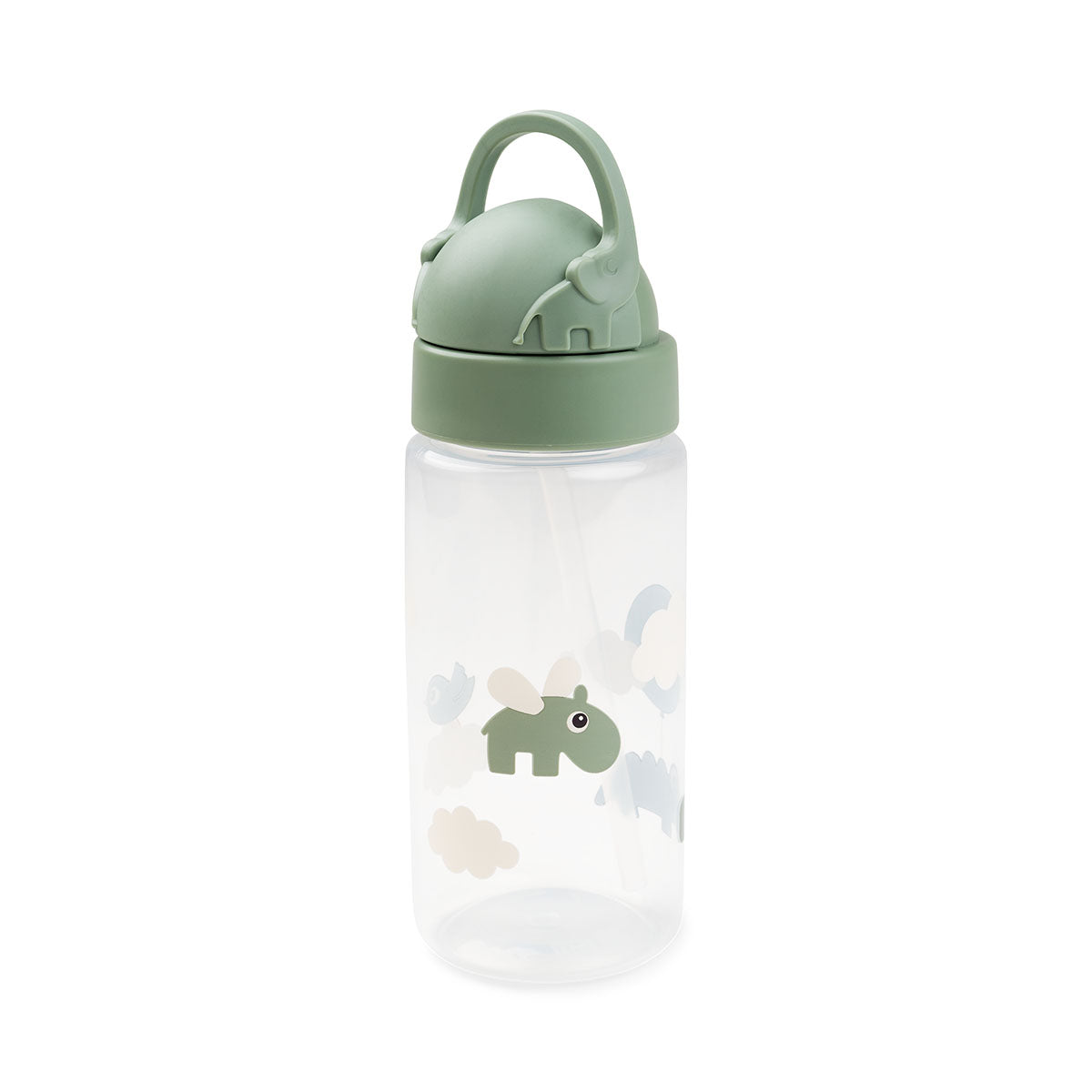 Straw bottle - Happy clouds - Green - 350 ml