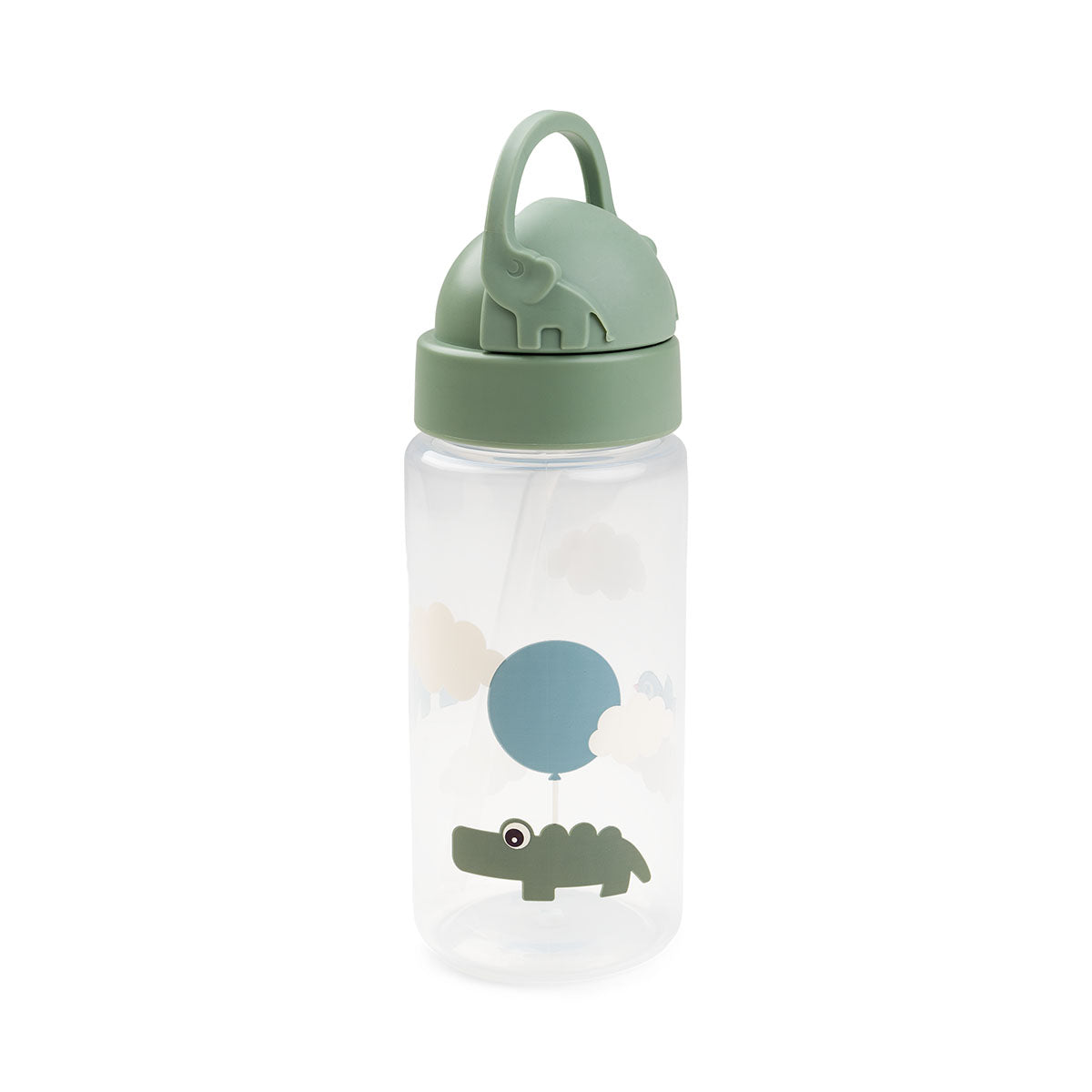 Straw bottle - Happy clouds - Green - 350 ml