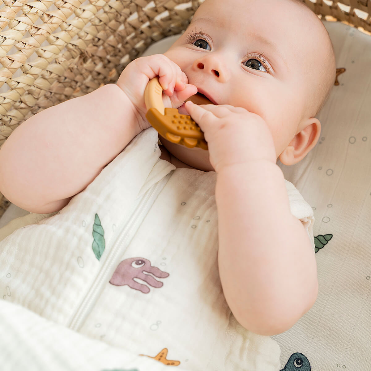 Teether 2-pack - Deer friends - Mustard/Powder